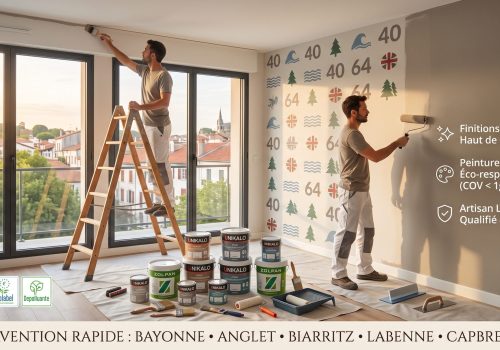 Peintre en Bâtiment à Bayonne : Illustration avant/après de travaux de peinture intérieure haut de gamme et éco-responsable dans une maison à Bayonne par un artisan expert.